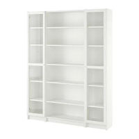 BILLY/OXBERG 書櫃附玻璃門板組合, 白色, 160x202 公分