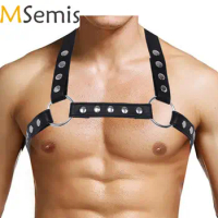 Men Bondage Exotic Lingerie Gay Leather Harness Mens Body Chest Half Harness Belt Costume Gothic Gay Male Bondage Ring