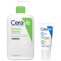 CeraVe Cleanse and Protect Face Routine for Dry Skin, Hydrating Cleanser and Facial Moisturiser with