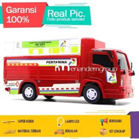 Manan Mobil Mobilan Truk Oleng Fuso Basuri Engkel Angkut Gas Pertamini Berjalan Bersuara LED Red