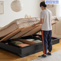 開立發票 免運優質品 床架 雙人床架 加高床架 午休床 鐵床 折疊床 造白 極簡現代無床頭實木懸浮床白蠟木榻榻米臥室高箱儲物床