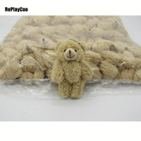 50PCS/LOT Mini Teddy Bear Stuffed Plush Toys 12cm Small Bear Stuffed Toys pelucia Pendant Kids Birthday Gift Party Decor08902