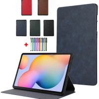 For Samsung Tab S6 Lite Case 10.4" SM-P613 P615 Flip Tablet Coque Shell For Galaxy Tab S6 Lite 10.4 2022 2020 Cover + Stylus
