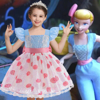 Popular European and American foreign trade sheepgirl dress for girls, flutter-sleeve lace tutu dres