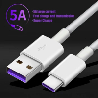 5A Micro USB Type C Cable For Samsung S20 S9 S8 Xiaomi Huawei P30 Pro Fast Charge Mobile Phone Charging Wire White Cable 50pcs