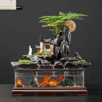中式假山流水器噴泉擺件創意客廳玄關辦公室桌面魚缸風水招財裝飾