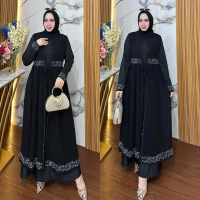LAILA, gamis abaya Laiya bahan ceruty babydoll dikombinasikan dengan jersey premium yang menambah ke