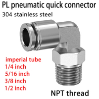 PL304 Stainless Steel Pneumatic Quick Connector for 1/4 5/16 3/8 1/2 Inch Tube Hose Fitting NPT1/8 Male Compressor Fitting