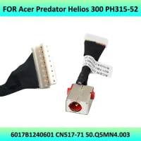Laptop DC Power Jack with Cable for Acer Predator Helios 300 Series PH315-52-78VL PH317-54 6017b1240601 CN517-71 50.Q5MN4.003