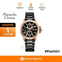 Jam Tangan Wanita Alexandre Christie AC 6564 BF BBRBA Ladies Black Dial Black Stainless Steel Strap