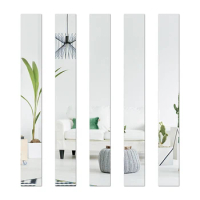 10pcs Mirror Wall Stickers Frame Decorative Lines Wall Stickers Self-adhesive Acrylic Mirror Long Strip Mirror Wall Decor