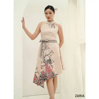 Evercloth Zaria Dress Batik Turtle Neck Halter Cheongsam Qipao Sleeveless Asimetris Terusan Batik Mo