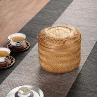 竹編茶盒茶葉罐普洱茶七子餅茶葉桶包裝盒茶餅收納盒沱茶存茶竹簍