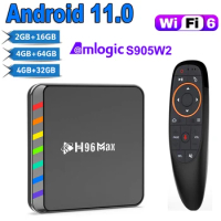 Android 11 H96 MAX W2 TV BOX Amlogic S905W2 4G 32G 64G AV1 2.4G&amp;5G Wifi BT AV1 3D H.265 4K HDR+ Media Player Tvbox 2G16G