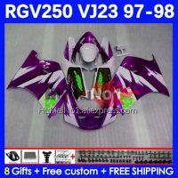 Bodys For RGVT250 SAPC RGV250 VJ23 97-98 Frame 42No.126 RGV-250 RGVT RGV 250 VJ 23 RGVT-250 97 98 1997 1998 Fairing white purple
