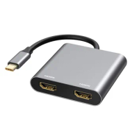 2 in 1 Type C to hdmi Adapter USB C to Dual Hdmi for Macbook Samsung type c to hdmi cable converter for projector