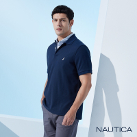 Nautica 男裝 素色質感透氣短袖POLO衫-深藍