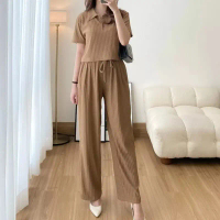 de umma shop Setelan Wanita Setelan Crop Wanita Oneset Knit Premium Celana Dan Baju Kerah Rib Varias