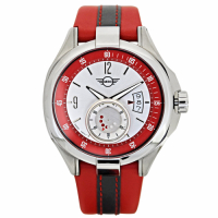 MINI Swiss Watches 石英錶 45mm 紅底白錶面 紅灰相間皮錶帶
