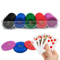 100Pcs Plastic Casino Chip Roulettes Game Bingo Chip with Value Teaching Coin Counting Counters Chip