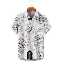 2022 New octopus Men's Hawaiian Shirt Beach 5xl Short Sleeve Fashion Top T-Shirt Men's Top