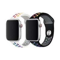 【DAYA】Apple Watch 1-9代/SE 38/40/41mm 彩色洞洞運動矽膠錶帶