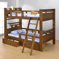 《Homelike》布朗書架型附插座雙層床(附抽屜x2) 實木雙層床 上下舖 3.5尺床 小孩床 宿舍 專人配送安裝
