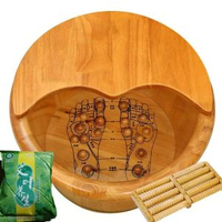 全城熱賣 - 香柏木泡腳木桶泡腳盆穴位按摩泡腳桶泡腳桶木質家用木桶洗腳桶泡30穴位按摩+蓋子+按摩器+老薑100