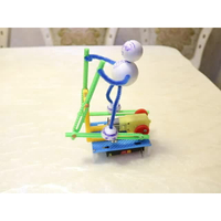 【優選百貨】跑步健身機器人科技制作發明電動踏步橢圓機創客教育拼裝玩具模型[DIY]