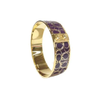 COACH  紫/金色精鍍材質C LOGO裝飾寬版手環-附禮盒