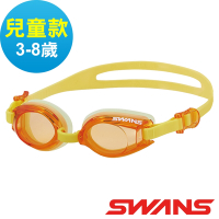 【SWANS 日本】兒童泳鏡SJ-9柑黃/防霧鏡片/抗UV/舒適矽膠