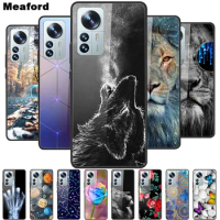 Tempered Glass Case For Xiaomi 12 Pro Cover Hard Shockproof Cases for Xiaomi Mi 12X 12 Lite Pro Funda 12Pro Coque Luxury Wolf