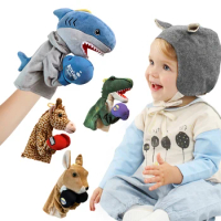 Hand Puppets for Kids Plush Dinosaur Hand Puppet with Sounds &amp; Boxing Action Animal Hand Puppets for Role Play for Boys Girls