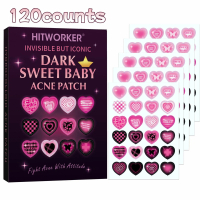 48/120Pcs black powder cartoon heart-shaped acne sticker, sweet and cool wind, mild and non-irritati