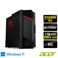 【Acer 宏碁】24型電競螢幕組★i5 RTX3050電競電腦(N50-650/i5-13400F/8G/1TB+256G SSD/RTX3050/W11)
