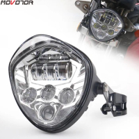 7inch Motorcycle Headlight with Bracket Clamp Red Background White DRL Hi/Low Beam for Universal Motorcycles