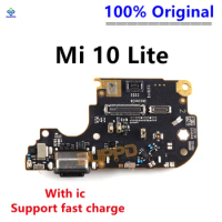 Original USB Charging Port Charger Board For Xiaomi Mi 10 Lite 5G Mi10 Lite Charge Flex Cable Dock Plug Connector + Microphone