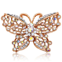 Rhinestone buttterfly brooches alloy jewelry plated hats decoration garment safety pin alloy broches for shoes X1539