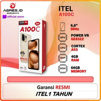 ITEL A100C 4/64GB IPS LCD 90Hz 5000mAh Android 15 Go Garansi Resmi 4/64GB -PURE BLACK