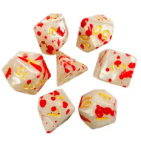 New Blood Point 7 Set Dice Pearl Pattern Black Pearl White Bloody Blood DND Board Game Dice