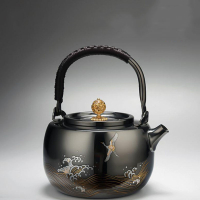 金銀燒不銹鋼燒水壺煮茶器泡茶壺古銅色熏銀壺電陶爐提梁煮茶壺