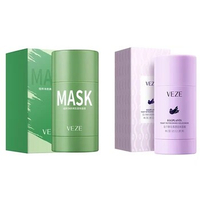 Green Tea Oil Control Eggplant Cleansing Solid Mask Anti-Acne Moisturizing Whitening Mud Stick Mask Face Care