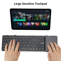 Foldable Bluetooth Keyboard with Touchpad Portable Rechargeable Folding Wireless Keyboard Ultra Slim Pocket-Sized for Laptop Mac
