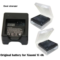 2x Original Bateria AZ16-1 for Xiaomi Yi 4K battery +USB Dual Charger For Xiaomi Yi 4k+/Yi Lite action camera