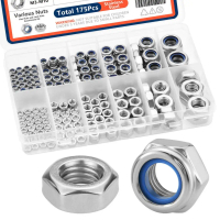 (กทม.จัดส่ง) M3 M4 M5 M6 M8 M10 เมตริก Bolt Kit สแตนเลส Assortment ชุด Hex Head Bolts Nuts Flat & Lo