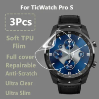 3Pcs For TicWatch Pro S 1.39" Smart Watch Ultra Clear Slim Soft Hydrogel Repairable Film Screen Protector-Not Tempered Glass