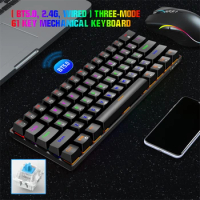 Compact Mini RGB Mechanical Keyboard Wired 2.4G Wireless Bluetooth For Laptop PC 60% 61 Key Office Blue Axis White Black L800