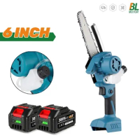 6 Inch Brushless Electric Chain Saw Cordless Rechargeable Woodworking Garden Cutting Power Tool For Makita 18V Battery