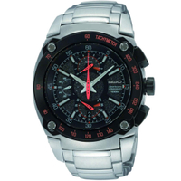 SEIKO Sportura 經典賽車計時碼錶復古腕錶(SPC039P1)-黑/46mm