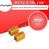 5PCS RX24 5W Aluminum Power Metal Shell Case Wirewound Resistor 0.1 0.3 0.5 1 2 5 6 8 10 20 50 100 120 200 300 1K 5K 10K 15Kohm